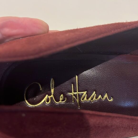 Cole Haan Burgundy Suede/Patent Leather Heeled Shoes Size 7 - Picture 12 of 14